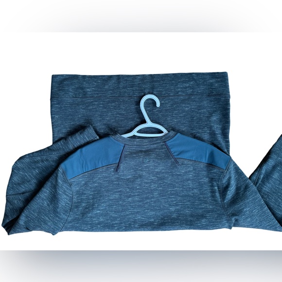 Mens Lululemon Transit Long Sleeve V Heathered Fuel Green / Fuel Green - Picture 10 of 13